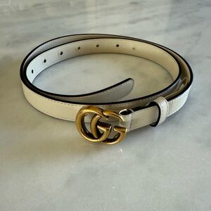 Gucci cream thin belt sz 85 (34)